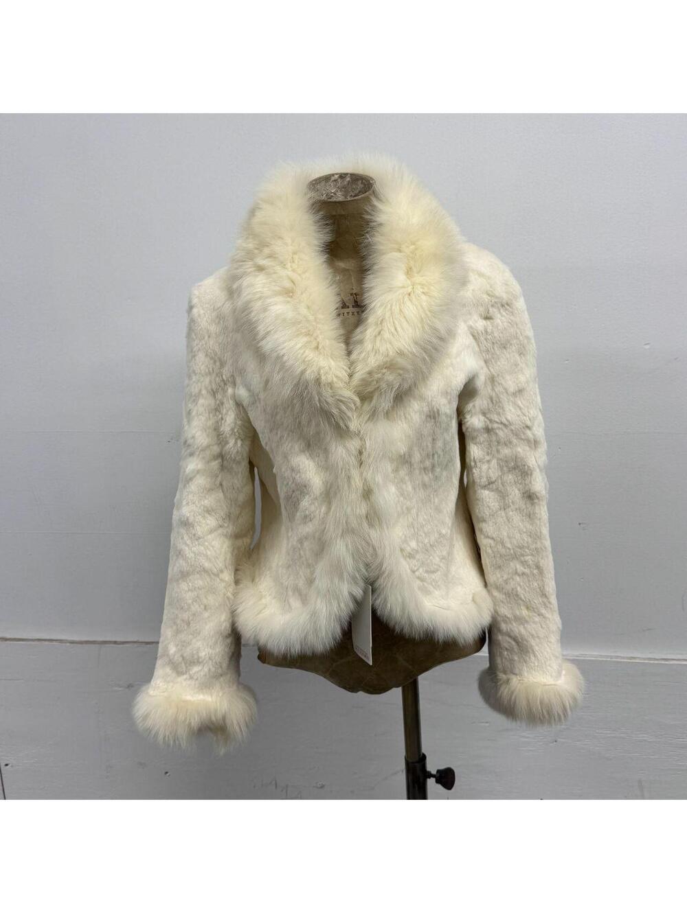 Vintage Y2K Cream Rabbit & Fox Fur Jacket Coat Penny Lane